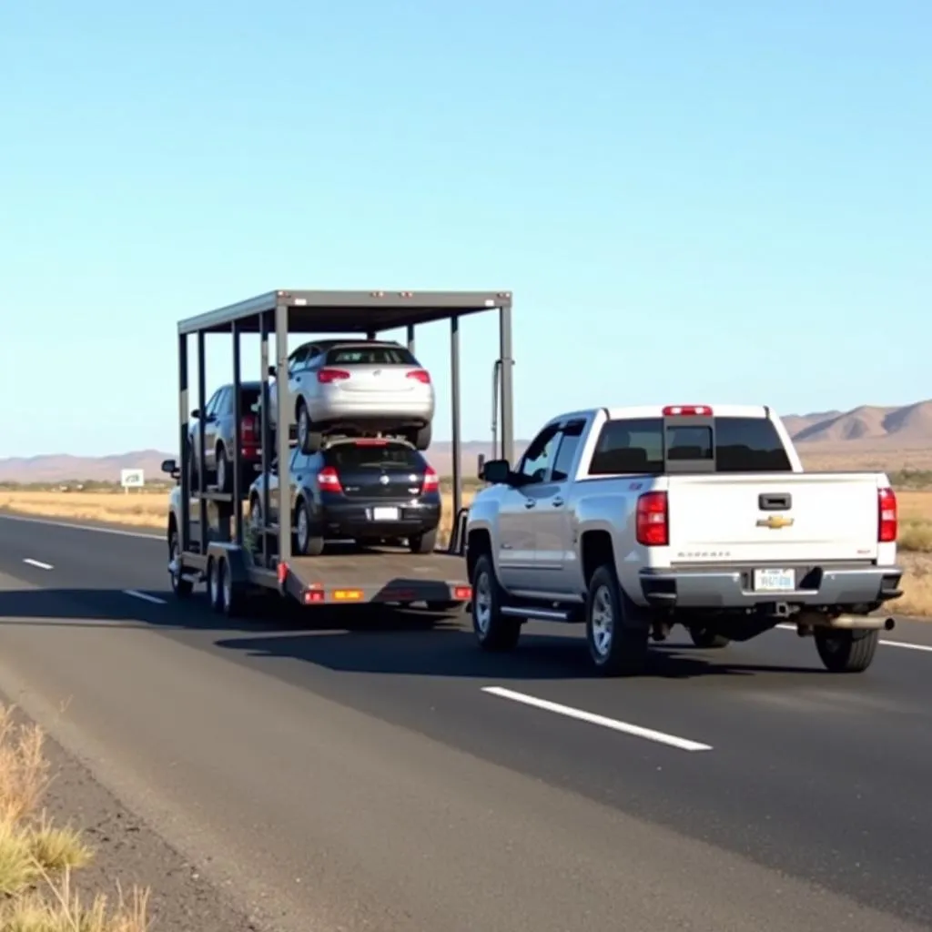 Open car hauler transporting vehicles on the highway