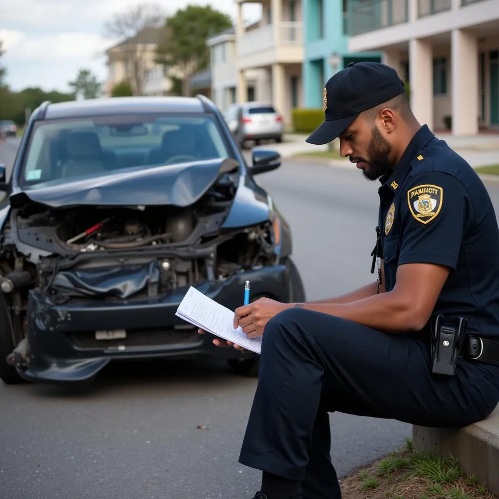 Panama City police officer investigating car crash