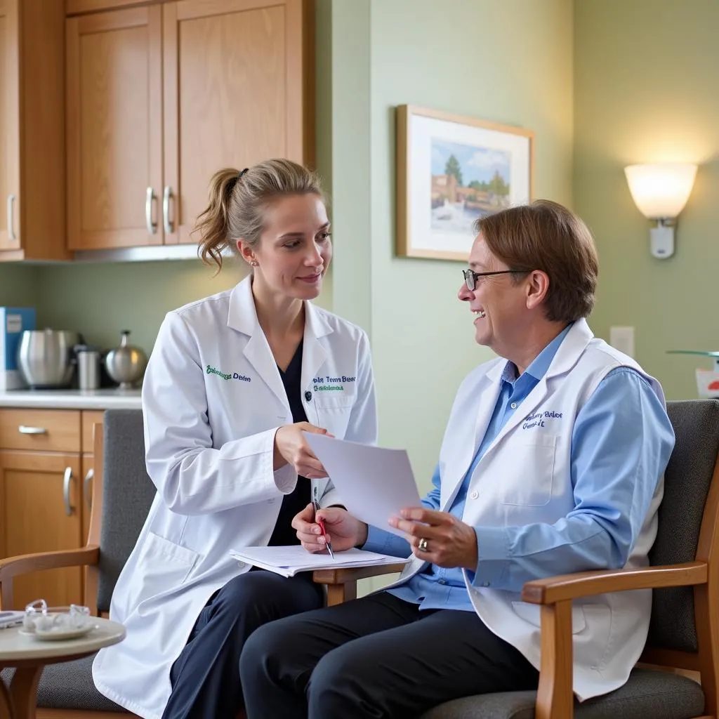 Doctor and patient discussing a treatment plan at a Gandy post-acute care facility