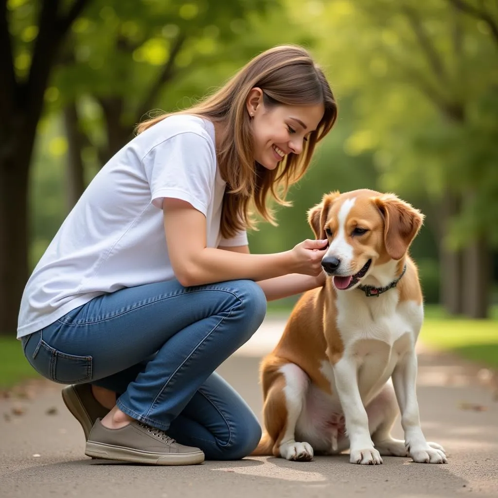 Person Comforting a Dog