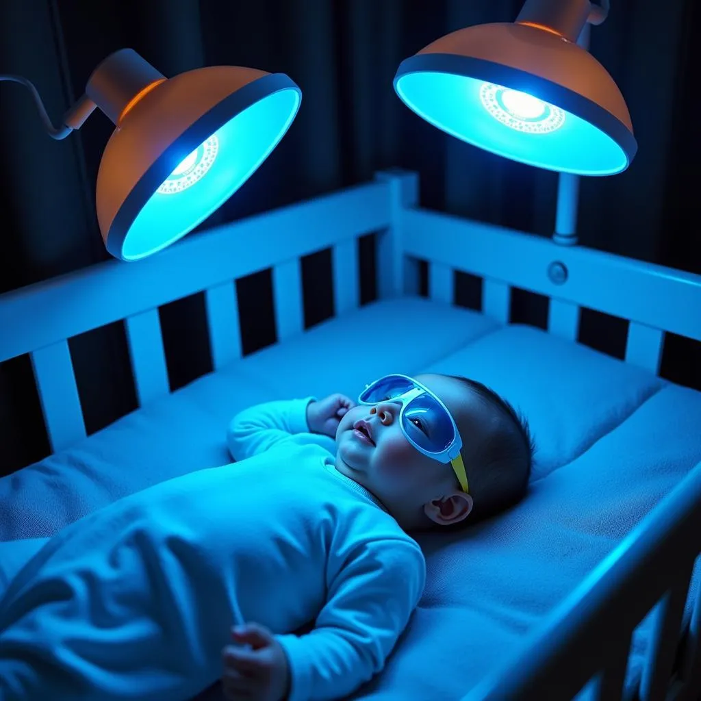 Infant receiving phototherapy treatment