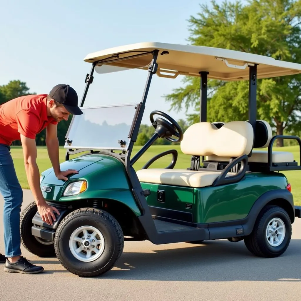 Inspecting a rental golf car for safety