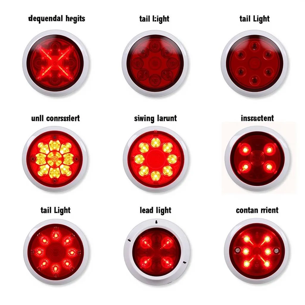 Different types of car round tail lights