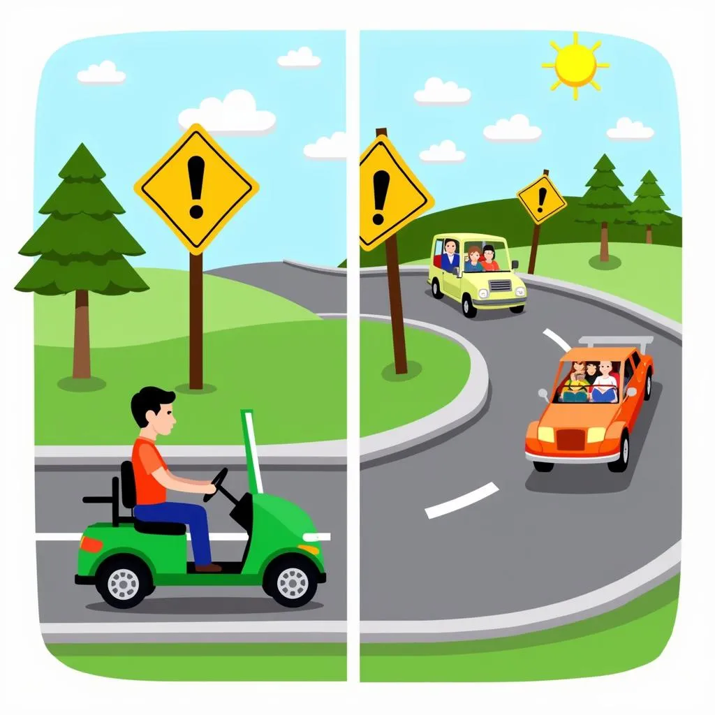 Following safety guidelines while driving a rental golf car