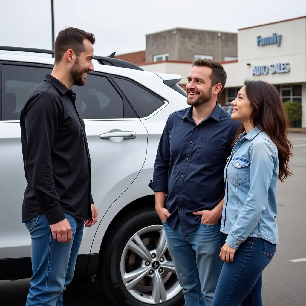 Salesperson Helping a Couple Choose a Car