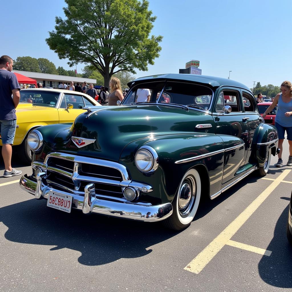 Classic car on display at a car show