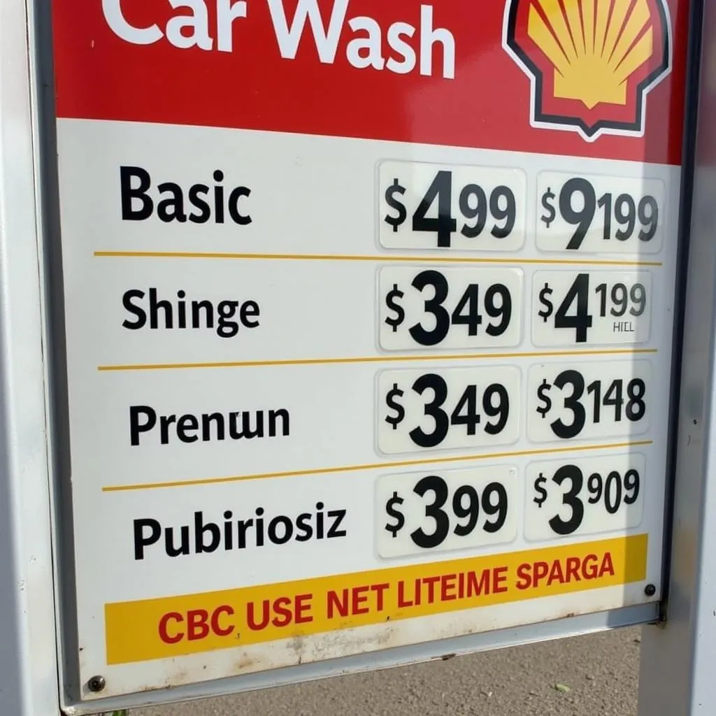 Shell Car Wash Price Sign