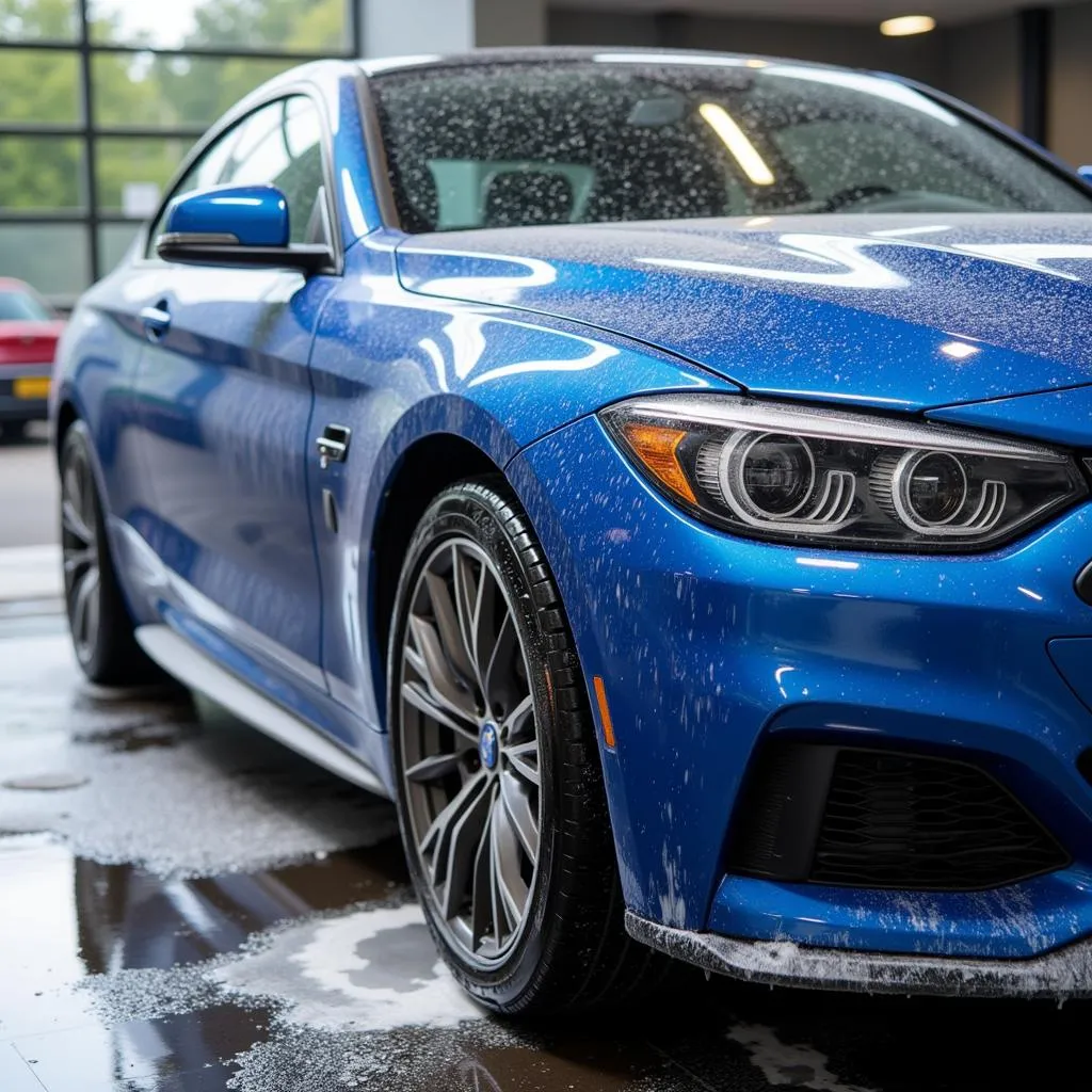 Clean and shiny car after touchless car wash