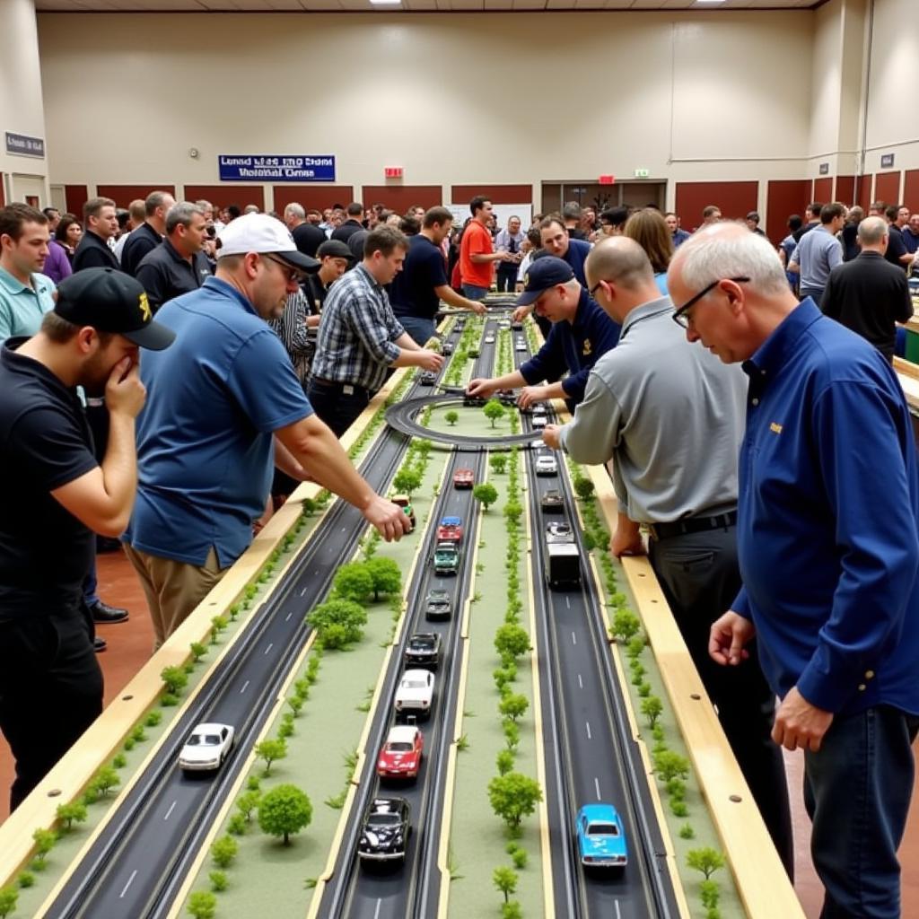 Crowds at a slot car show