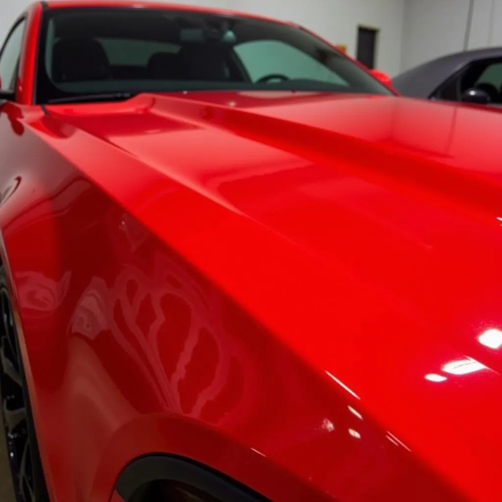 Red Car Wrap on a Sports Car