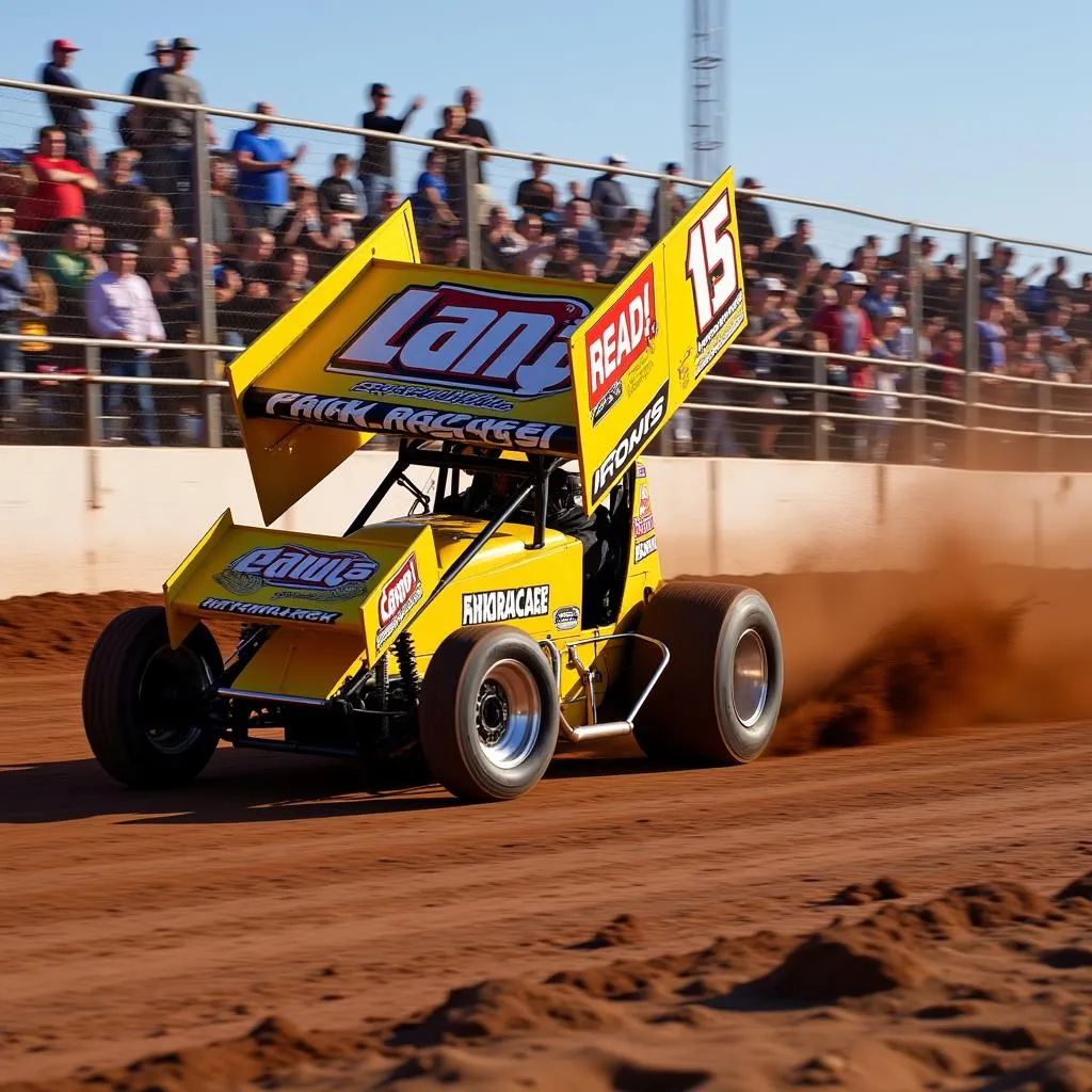 Sprint car racing on a dirt oval track