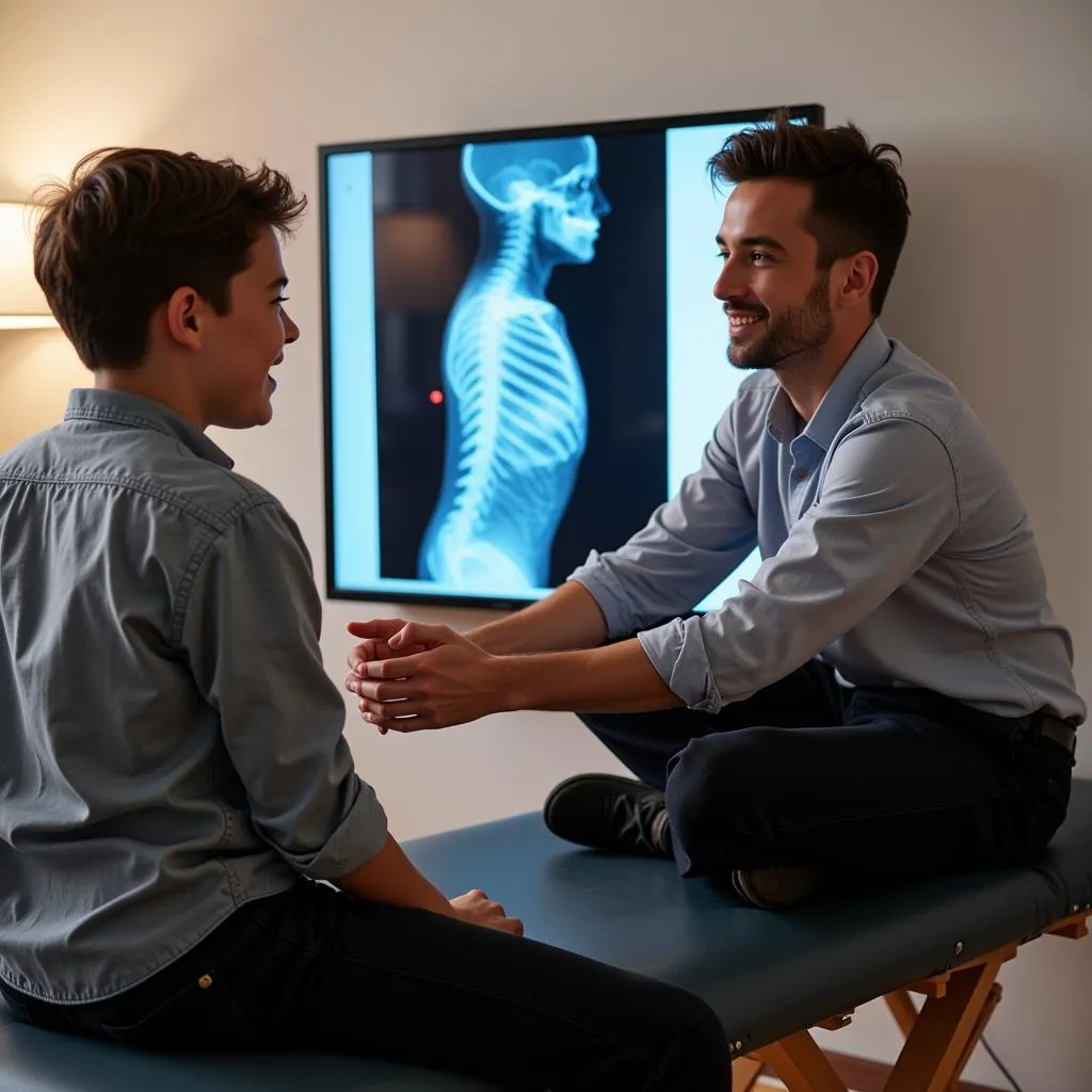 Teenager Consulting with Chiropractor