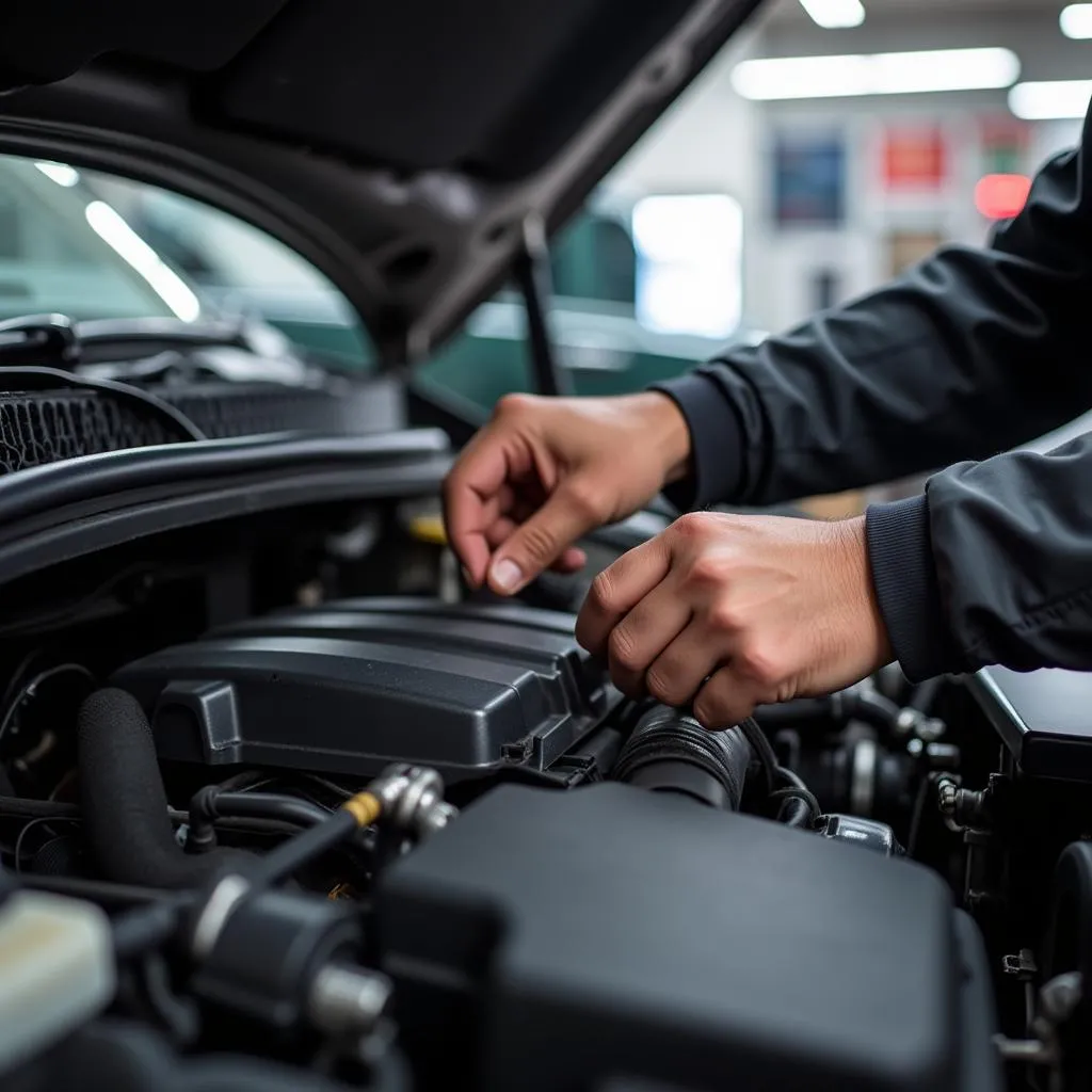 Mechanic Inspecting a Used Car in Shippensburg