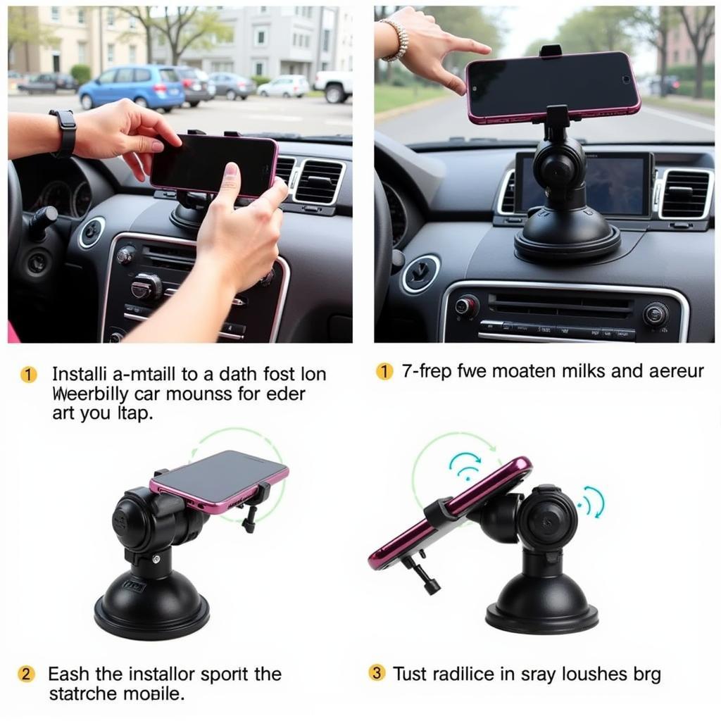 A user installing a Vanmass car mount on their car's dashboard