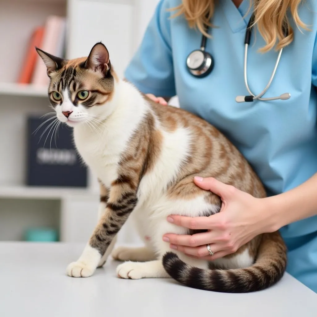 Veterinarian Examining a Cat