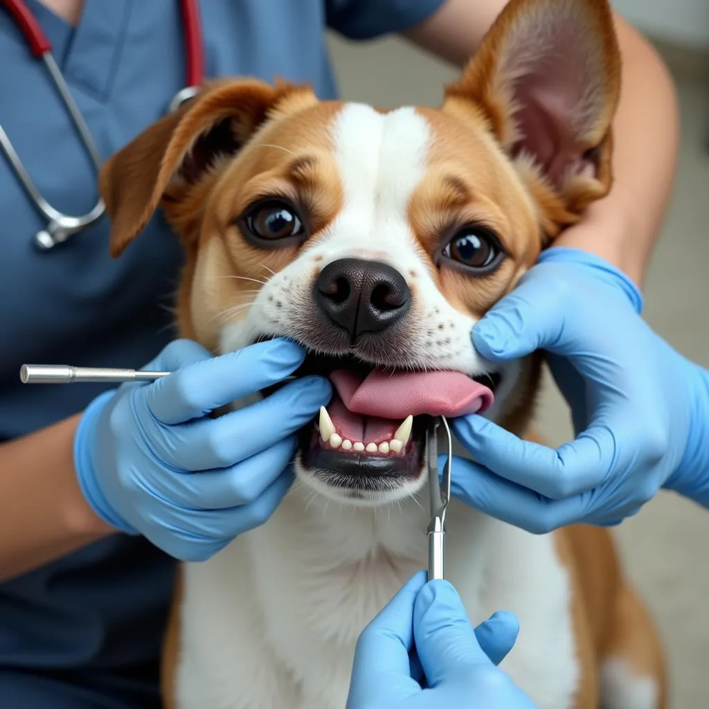 Veterinarian Examining Dog's Teeth