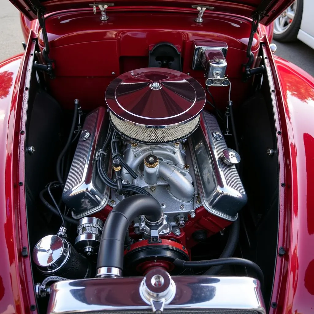 Vintage Car Engine Display at Pismo Beach