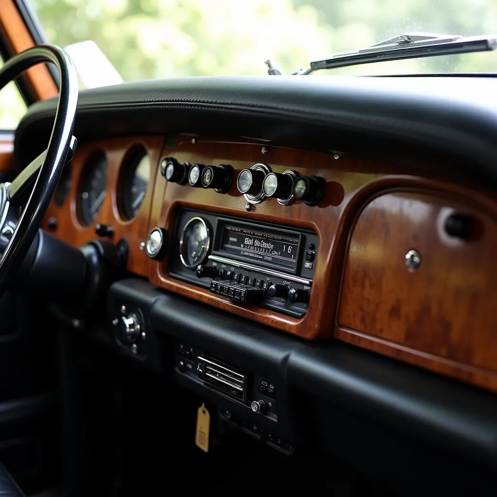 Classic Rolls Royce Dashboard with Vintage Radio