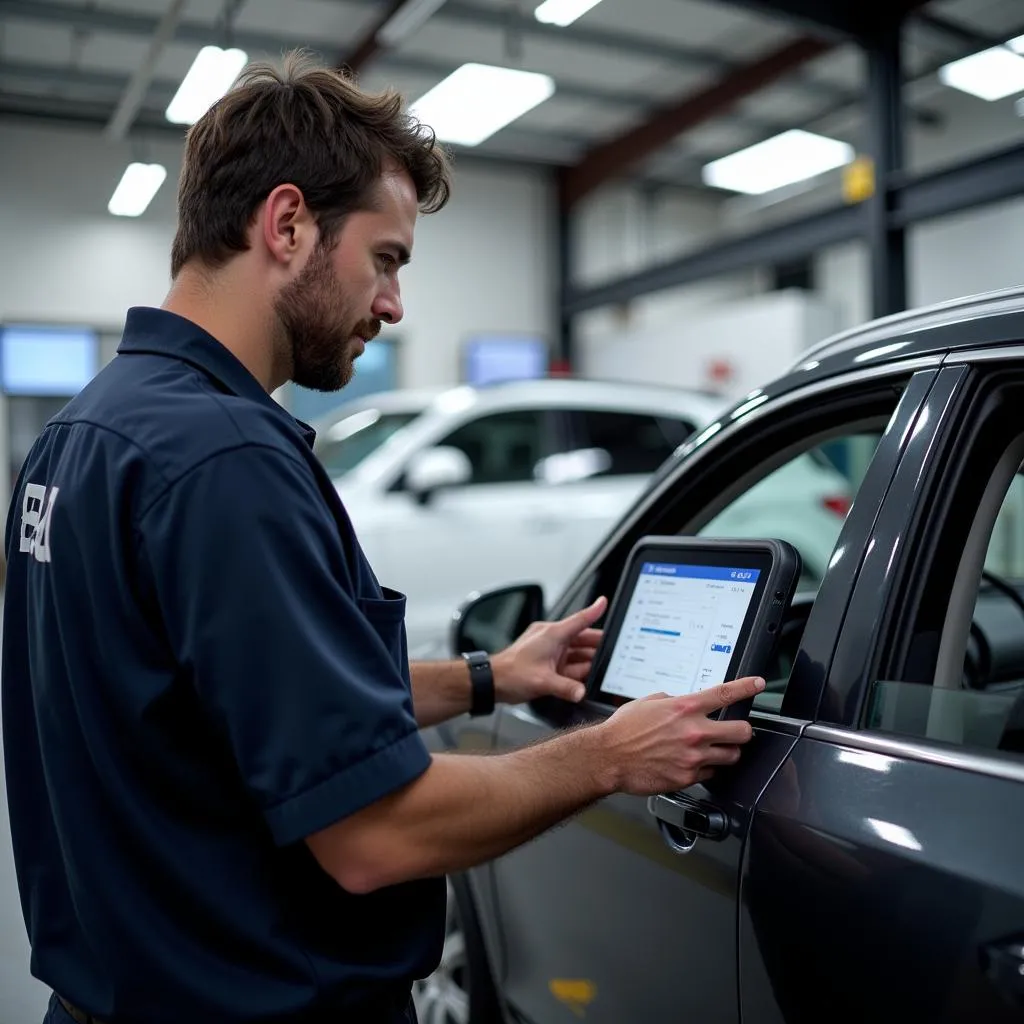 Volvo Technician Performing Diagnostics