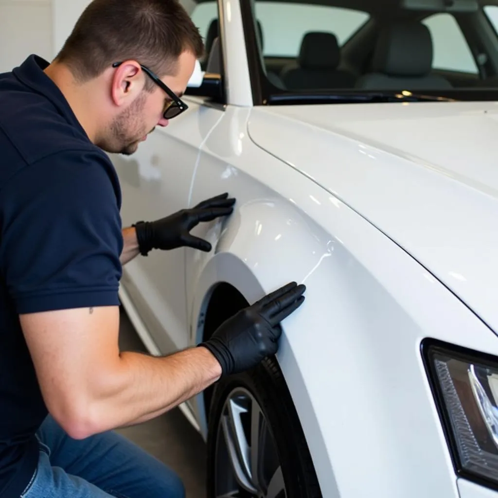 Detailing a white car