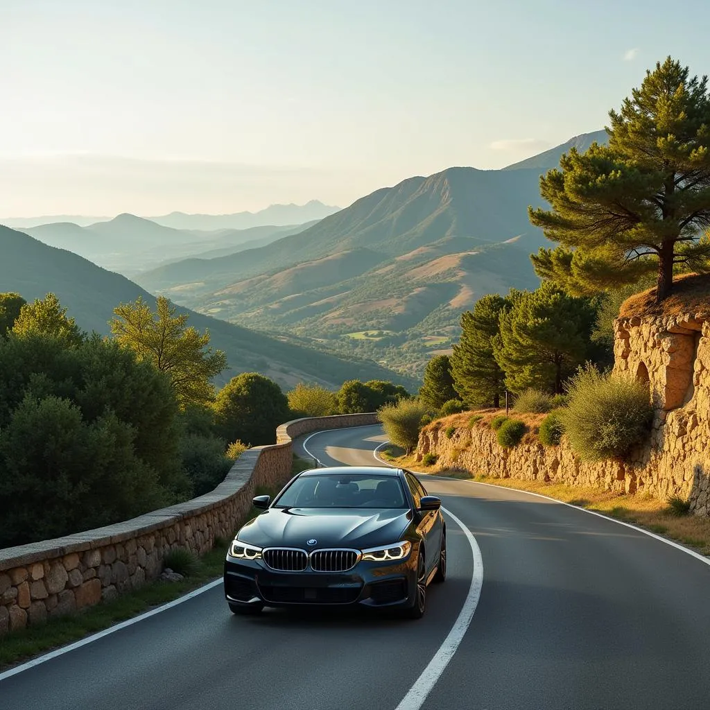 Luxury Car on a Scenic Italian Road