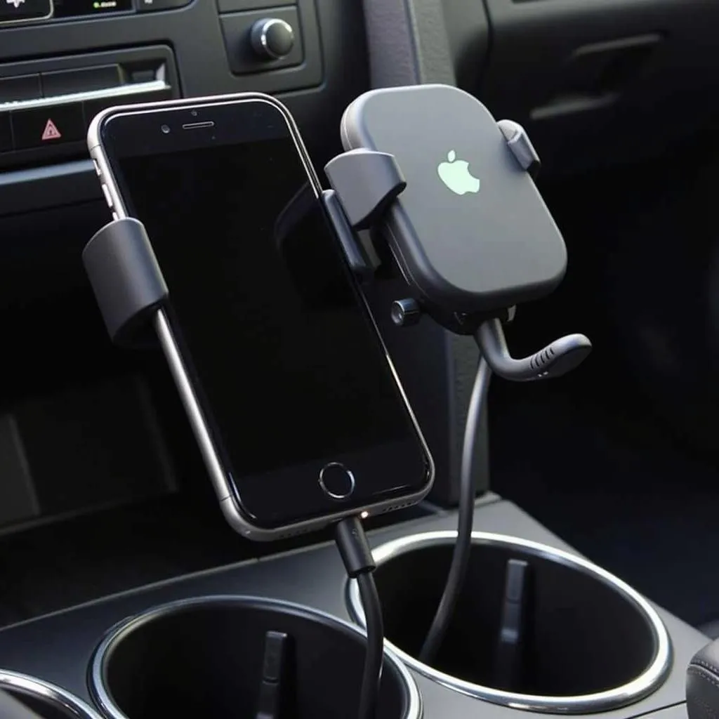 Smartphone Charging in a Wireless Charger Car Cup Holder