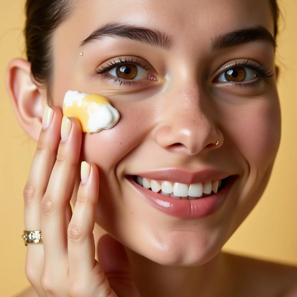 Applying Royal Jelly Cream